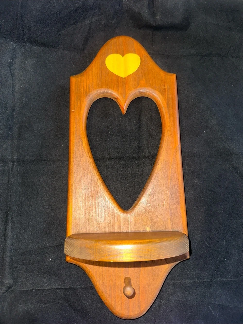 Heart Cutout Wooden Wall Shelf - Brown
